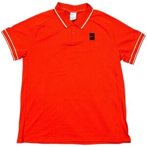 Nike Court Heritage Tennis Polo Men Size Large Orange Shirt FQ2101-633 NEW